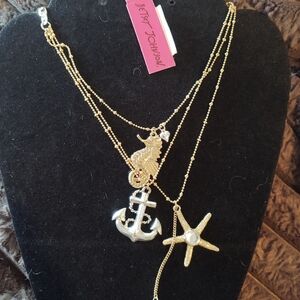 Betsey Johnson Gold Anchor and Starfish Necklace